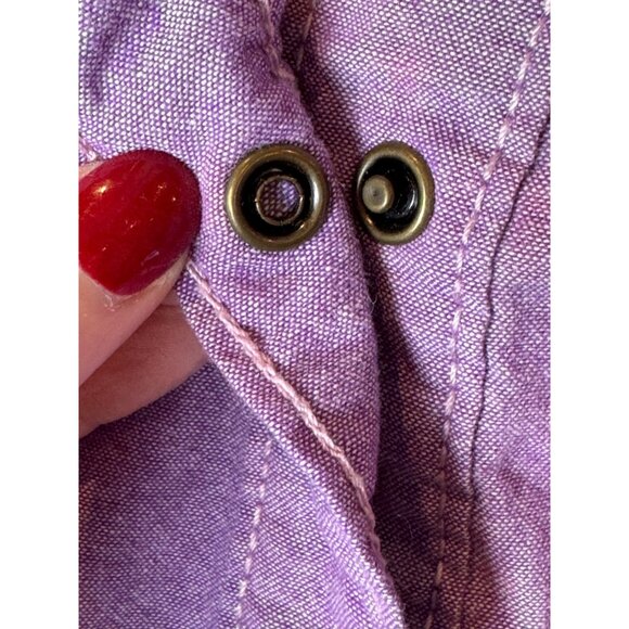 Bit & Bridle Shirt Women Large Purple Collared Floral Button Down Equestrian - Picture 8 of 11